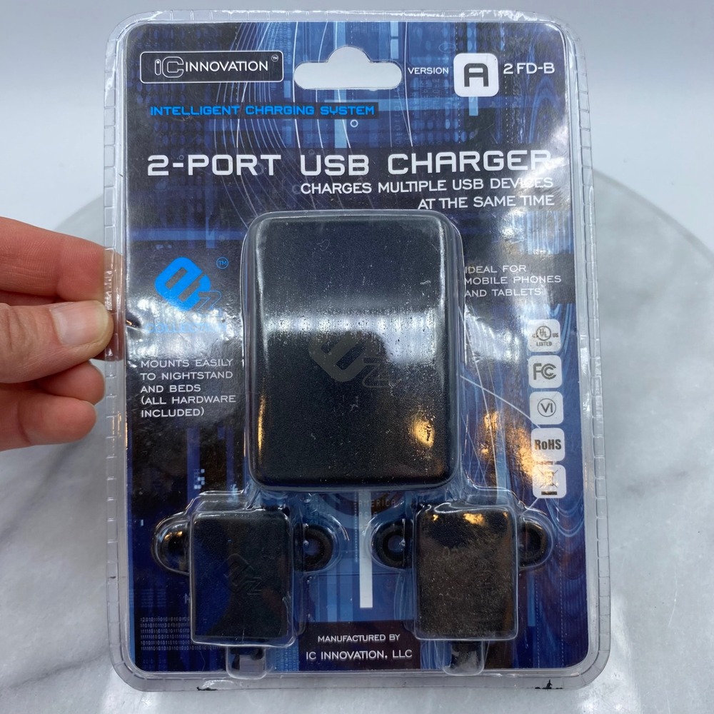 IC Innovation 2-Port USB Charger Black Mountable Furniture Hub 2 FD-B Power Home
